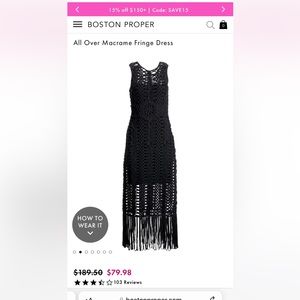 Boston Proper NWT never worn black crocheted dress size L